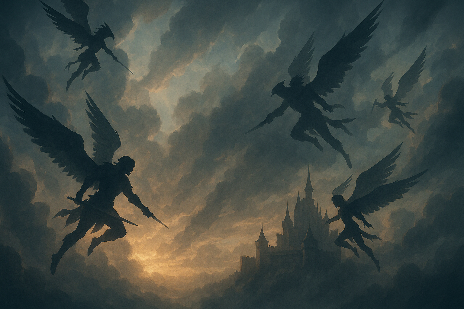 AION – Chronik der Drachenreiter mit Schwingen über einer Festung