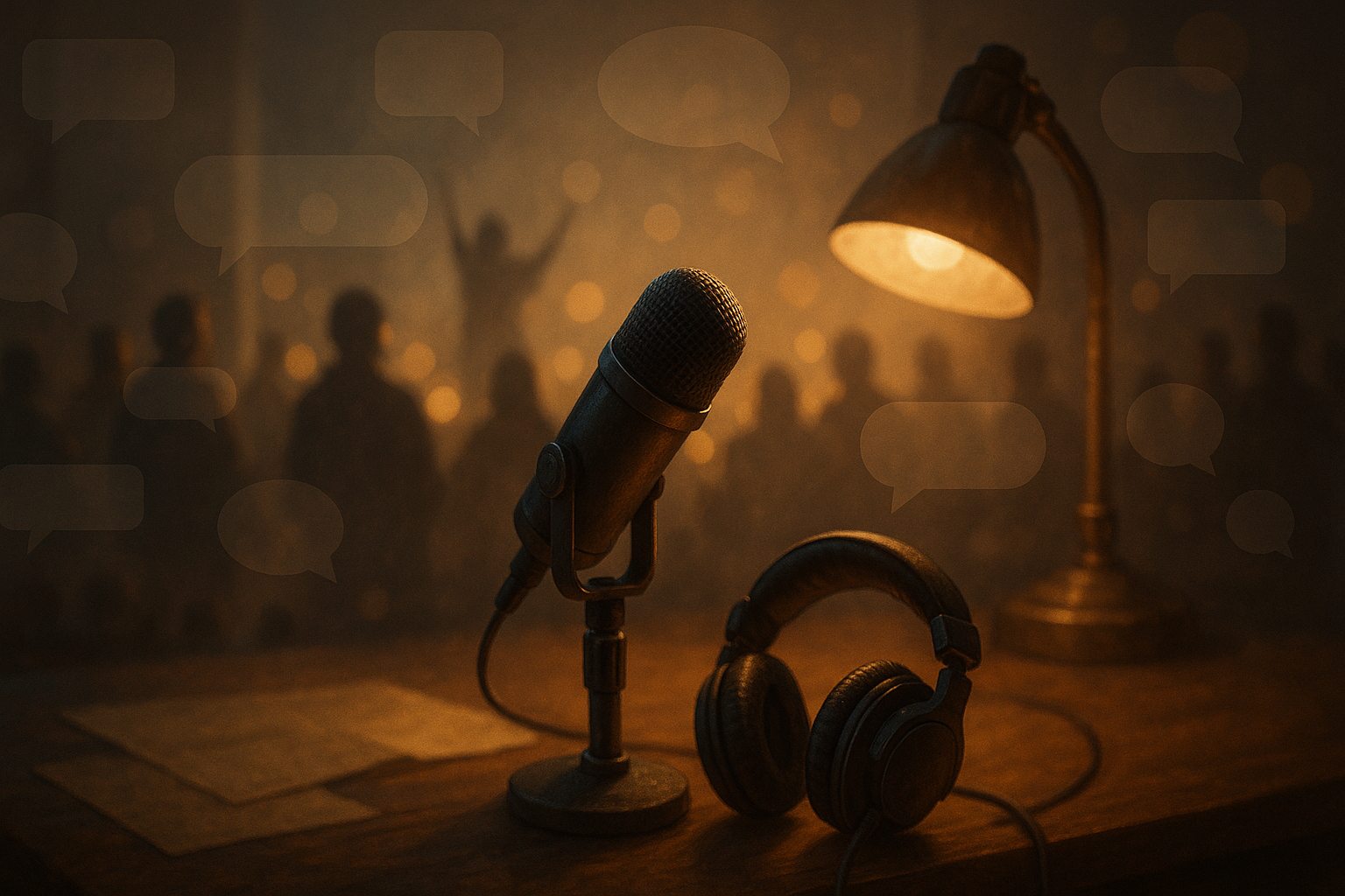 Chronik der Drachenreiter – Community-Collage mit Mikrofon und Stimmen