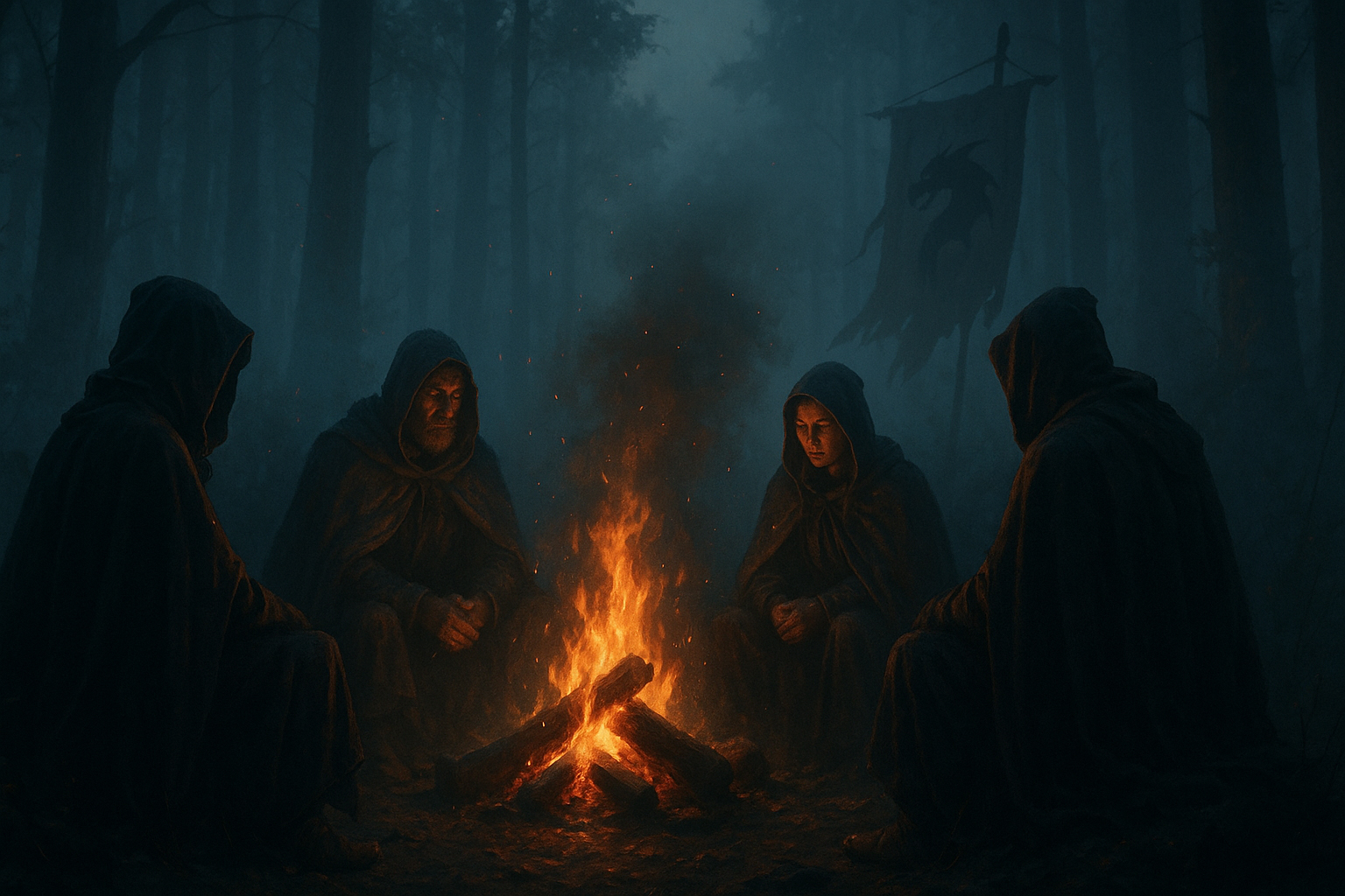 Chronik der Drachenreiter 2006 – Lagerfeuer der ersten Mitglieder im Nebel